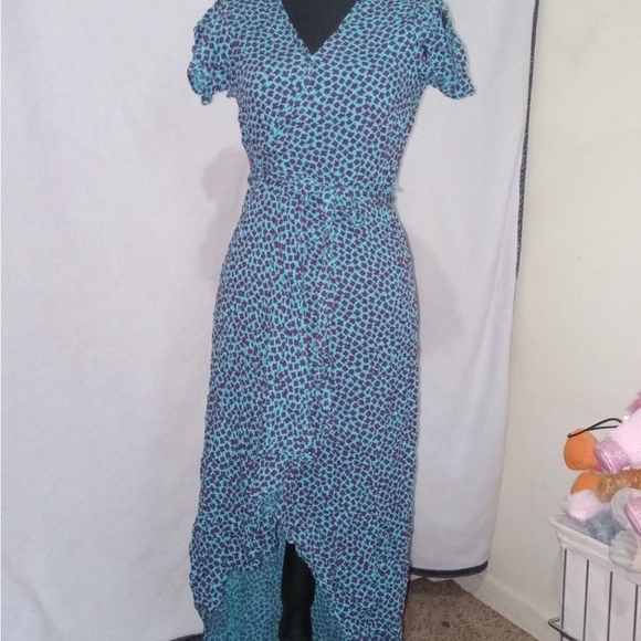 Band of Gypsies Teal and Bergundy Floral Patterned Midi Wrap Dress NWT - Picture 6 of 12
